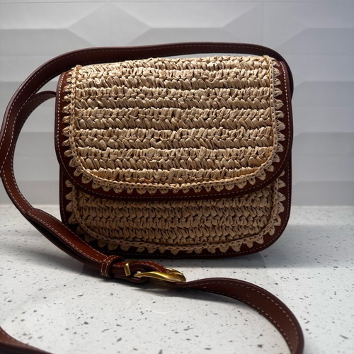 Mango shoulder bag made of natural fiber new