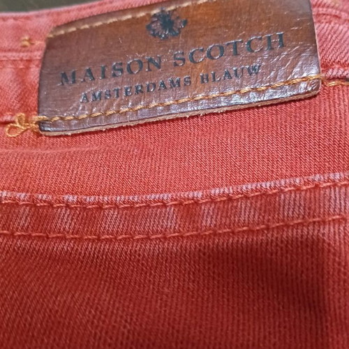 Maison Scotch women's denim pants used, dark red, size S