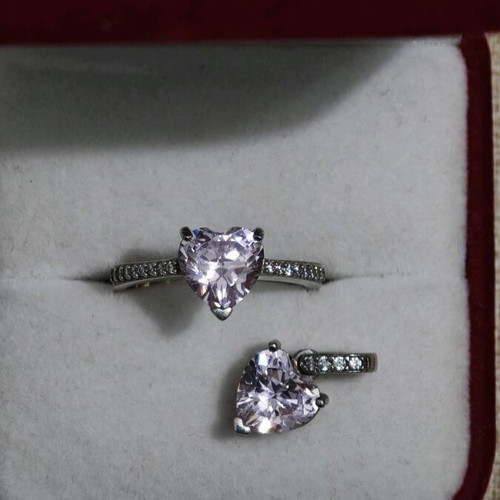 925 Silver Jewelry Set with Pink Stone and Zirconia new