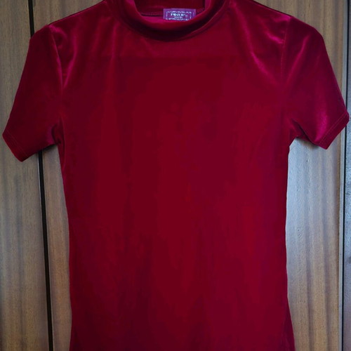 Red velvet PIN UP blouse with high neck, S/M, like new