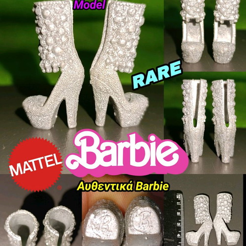 Barbie Silver Glitter Platform High Heels Shoes used, Fashionistas Model