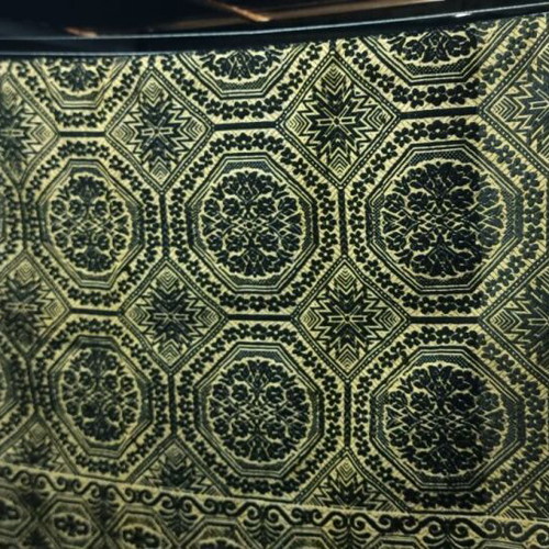Vintage woolen loom blanket like new, black and gold-yellow