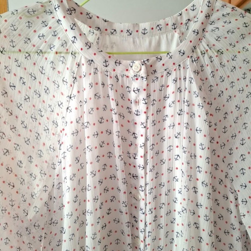 Benetton summer dress new, size M, white and blue