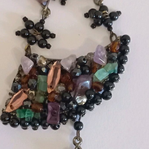 Vintage Emporio Armani energy necklace with precious and semi-precious stones and beads