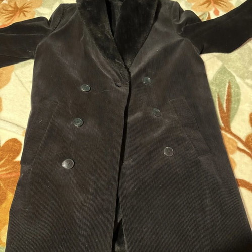 Zara corduroy fur jacket like new, black, size L