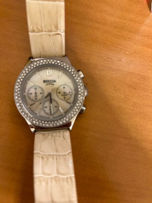 Boccia Quartz Titanium wristwatch with chronograph like new, beige strap
