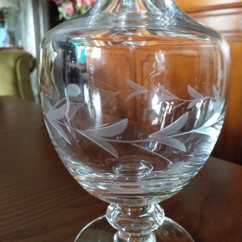 Crystal carafe used, very old bottle