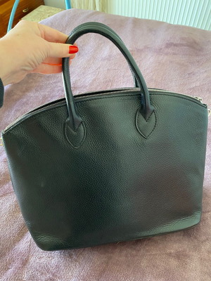 Women's leather handbag like new, black, large for A4