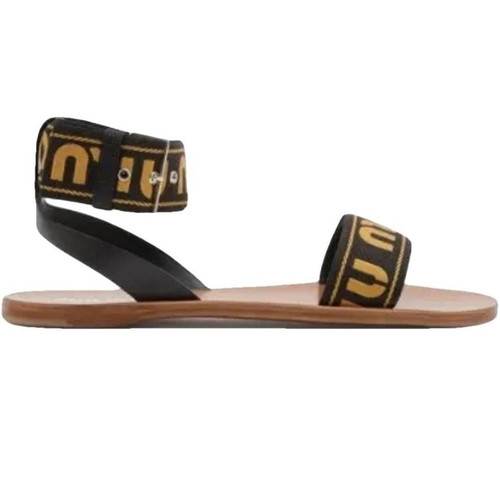 Miu Miu logo jacquard sandals used, black, size 38.5