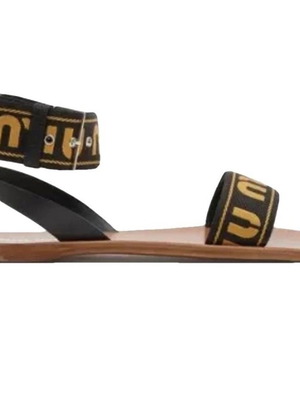 Miu Miu logo jacquard sandals used, black, size 38.5