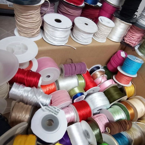 Craft Cord Spools like new, over 80 pieces, waxed leather satin