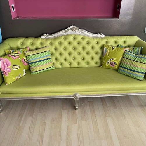 Light green sofa 2.13m length, 73cm width, 94cm height