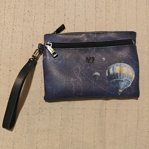 Y Not? Wristlet clutch new, white and blue