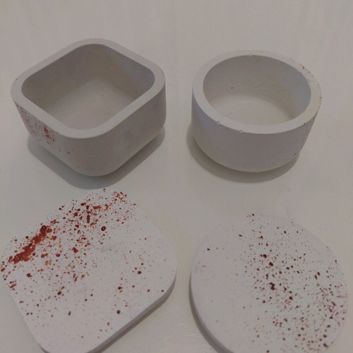 Handmade decorative containers made of plaster