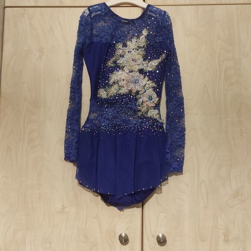 Handmade rhythmic gymnastics leotard like new, blue, age 8-9