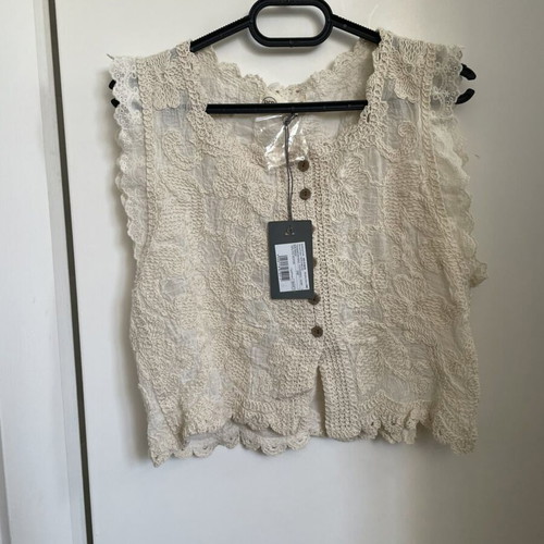 BSB Beige Crochet Lace Floral Shirt