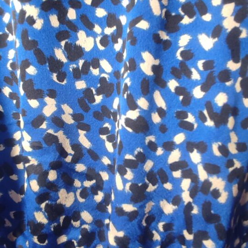 Shein Blue Mini Dress with Print and Ruched Neck, Like New, Size M