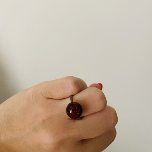 Ring used, silver with amber stone