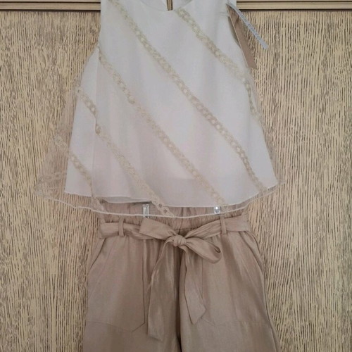 Evita set new with tags, white and beige, 10 years, 140 cm