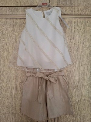 Evita set new with tags, white and beige, 10 years, 140 cm