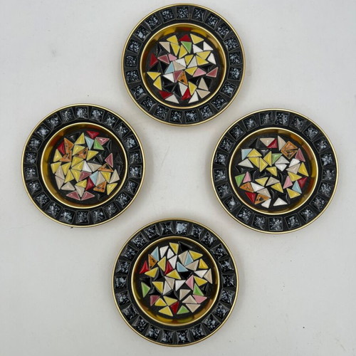 Mid-Century Modern decorative coasters set of 4 with mosaic