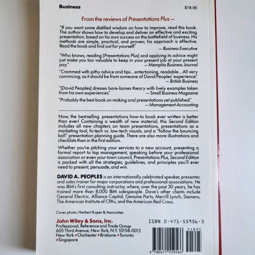 Presentations Plus: David Peoples' Proven Techniques 2nd Edition like new