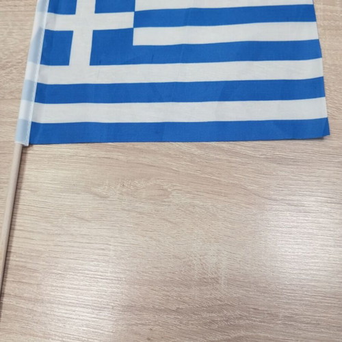 Greek flag new with stick 21x15cm