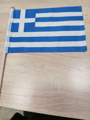 Greek flag new with stick 21x15cm