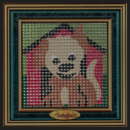 Dog embroidery kit on thick canvas