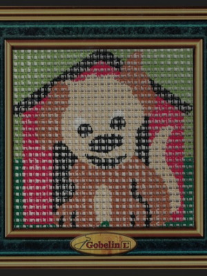 Dog embroidery kit on thick canvas