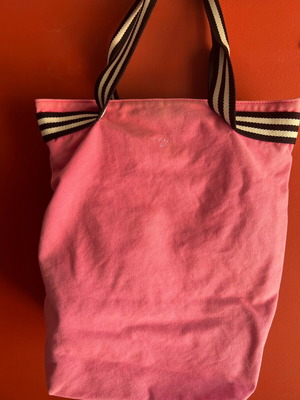 Gant bag large size, used, canvas pink/fuchsia with white/black handles