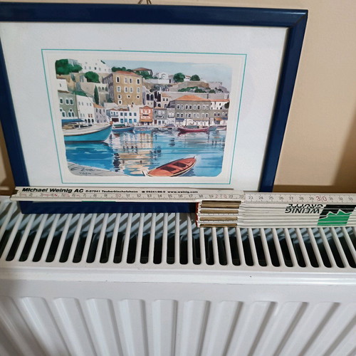 Framed artwork with Hydra theme used, blue nautical frame 19.5x25.5