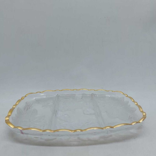 Vintage rectangular crystal nut tray Soga Glass Japan used