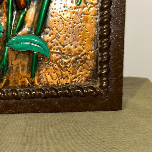 Authentic Handcrafted Copper Wall Art "Flowers" by Sofia Kodrou, like new