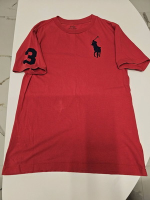 Polo by Ralph Lauren Ανδρικό T-shirt μέσο κόκκινο με μπλε ραμμένα σχέδια σαν καινούργιο