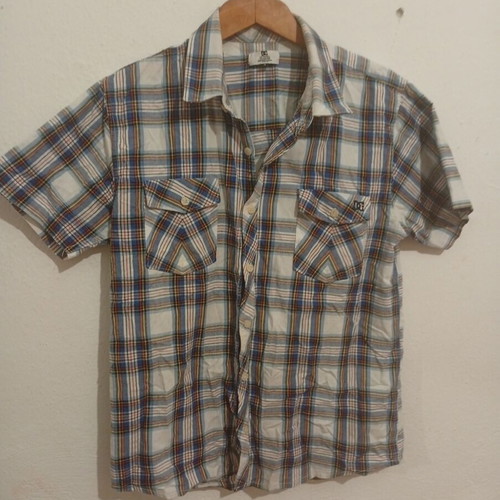 DC short sleeve men's plaid shirt, multicolor, size M