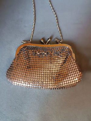 Vintage Max Factor handbag used, crossbody, gold