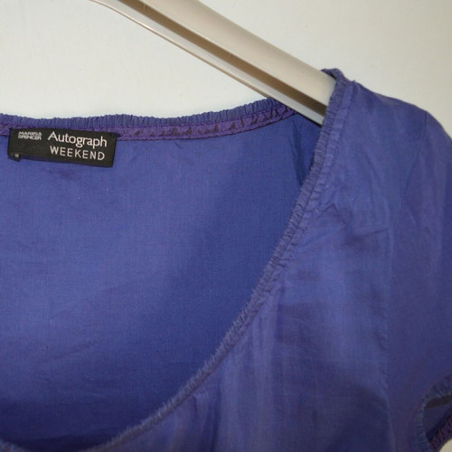 Marks & Spencer Autograph Purple Blouse used, UK 10, geometric border print