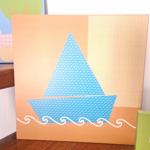 Children's wall art set like new, 3 pieces 30x30 cm, wood