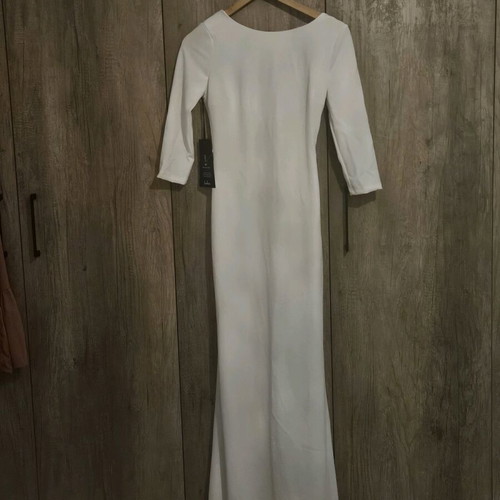 White dress with open back, new, size M