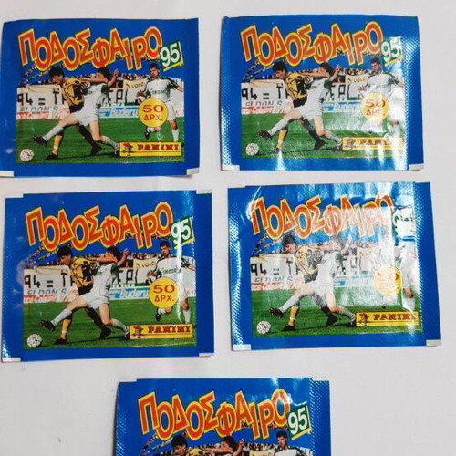 Panini Podosfairo 1995 sealed sticker packs, set of 5