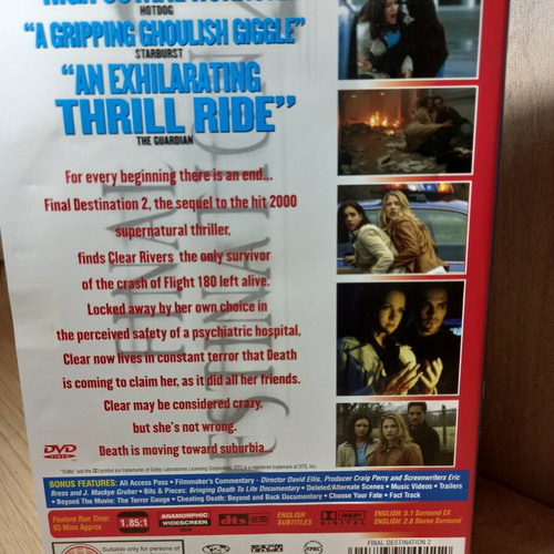 Final Destination 2 DVD like new with English subtitles