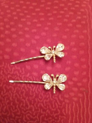Hairpins like new with stones, silver and gold, pair