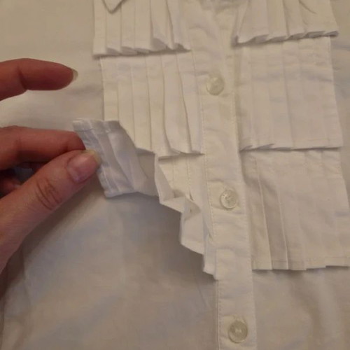 Armani Jeans White Blouse with Pleated Details, Like New, Size 10