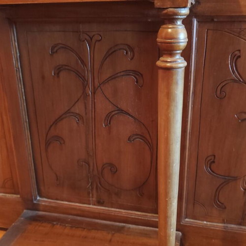 Antique portmanteau used with Art Nouveau mirror