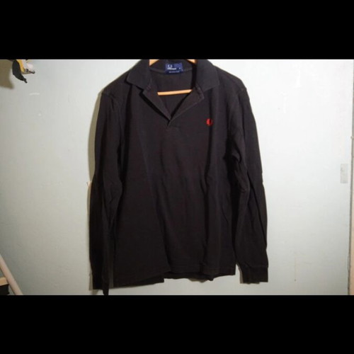 Fred Perry cotton piqué long-sleeve polo shirt used, black, size M