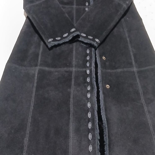Naf Naf Vintage Long Suede Coat Authentic Cuir size M like new, black
