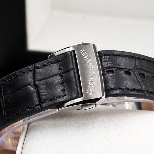 Armand Nicolet Αυτόματο ρολόι καινούργιο, 42mm, μαύρο και άσπρο