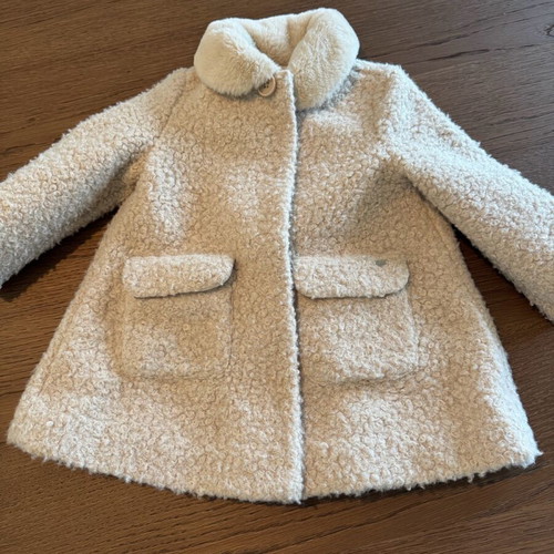 Mayoral girls' coat 2 years like new, beige bouclé
