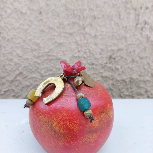 Ceramic decorative pomegranate vintage red new